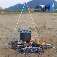Al aire libre 4-6 personas sartén antiadherente Camping caldero colgante equipo hoguera tiene una olla Picnic portátil - details 12
