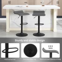 Taburetes de Cocina Giratorios 360° Altos con Asiento PVC Ajustables Diseño Elegante para Comedor, Sala de Estar, Cafetería Negro+Negro - details 76