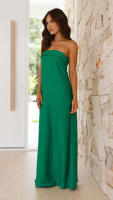 Vestido largo de satén de Color liso para mujer - details 6