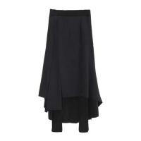 Falda de pantalones de cintura alta, cintura elástica, mallas gruesas, falda larga falsa de dos piezas con forro polar para mujer - details 5