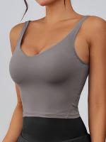 Sujetador deportivo sólido para mujer, top deportivo de lencería con tirantes anchos para tenis, pickleball, ropa de gimnasio, ropa deportiva para mujer para uso en interiores y exteriores, ejercicio - details 2