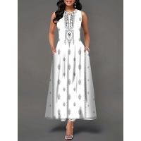 Women's Boho Long Dress Elegant Sleeveless Floral Print Casual Beach Party Summer Dress - details 27