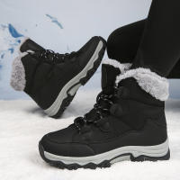2024 nieve con botas Martin de terciopelo grueso con cordones zapatos de algodón para mujer viajes al aire libre informales grandes - details 1