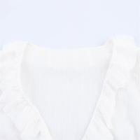 OUWU- 2025, Novedad De Verano, Producto, Ropa De Mujer, Moda Francesa, Decoración Apilada, Cuello En V, Manga Trompeta, Camisa, Top - details 4