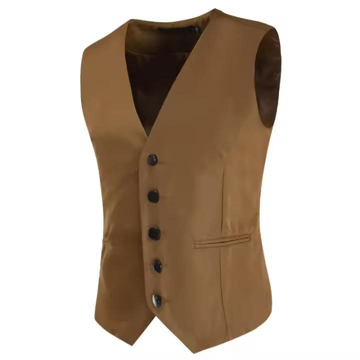 Chaleco de traje informal a la moda para hombre, estilo europeo americano, ajustado, versión coreana, suaviza tu silueta, Color sólido - 1