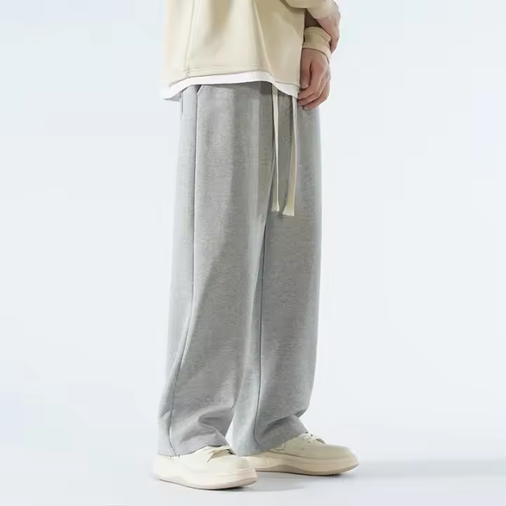 Pantalón casual de hombre con pierna ancha, pierna recta, 65% algodón, pantalón de chándal suave y de alta calidad - 1