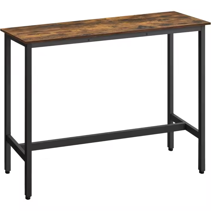 Mesa de bar rectangular estrecha, mesa de cocina, mesa de bar comedor, marco de acero, 100 x 40 x 90 cm, fácil montaje, industrial, gris/negro/marrón/blanco - 1