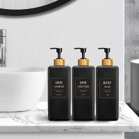 Dispensador de baño de 500 ml, botella con bomba de bambú para llenar champú, gel de baño y loción - details 4