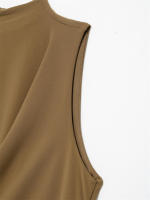 - Diseño plisado sin mangas, color sólido, temperamento elegante, cintura recta, vestido, falda larga, ropa de mujer. - details 7