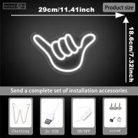 Shaka-señal de neón con gesto de mano, decoración artística alimentada por USB LED para el hogar, oficina, Hotel, Bar, cafetería, boda, fiesta de cumpleaños, No requiere batería - details 5