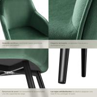 Silla Tapizada en Terciopelo, Sillas de Comedor Ergonómicas y Versátiles, Gran Estabilidad y Capacidad de Carga, Sillas Cocina Elegante - 1 Silla Gris/Negro - details 14