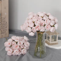 27 cabezas de rosas rosas, peonías, flores artificiales, ramo de seda para jarrón de mesa, arreglo de rosas para decoración de boda en casa, flores falsas - details 0