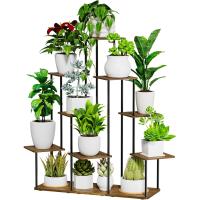 Estantería de Madera y Metal de 131cm Soporte para Múltiples Macetas Adecuado para Interior y Exterior Negro - details 25