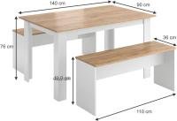 Mesa de comedor Sentio, antracita/roble dorado, 90 x 140 cm con 2 bancos - details 18