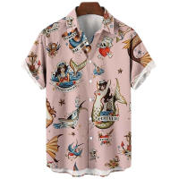 Camisa hawaiana vintage para hombre con estampado gráfico, moda de exterior, solapa, manga corta, estilo casual de calle, ropa holgada. - details 4
