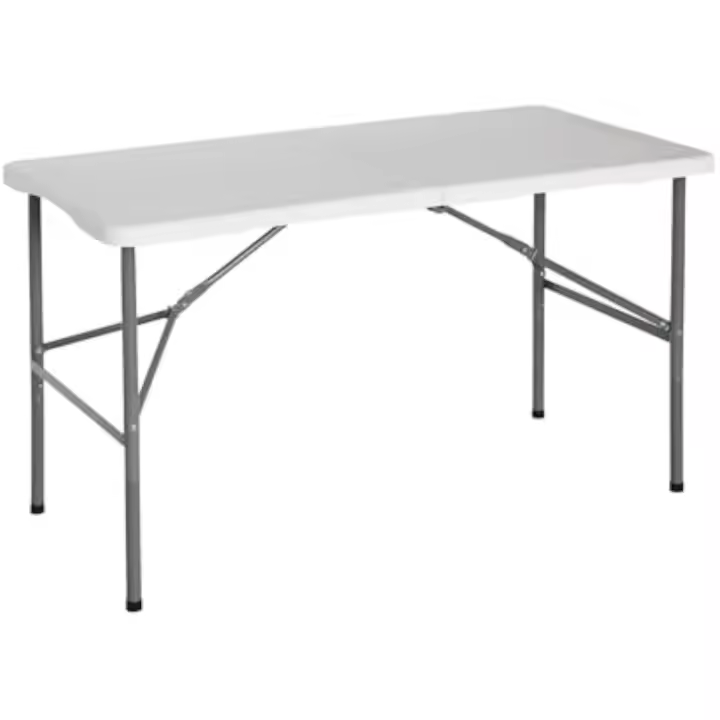 Mesa Plegable Portátil para Camping 122cm, Resina, Uso Interior y Exterior, Jardín, Terraza, Eventos y Celebraciones, Catering, Diseño Maleta, Asa de Transporte, Ligera, Blanco - 1