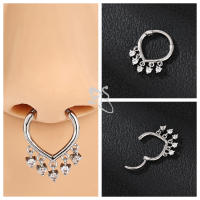 ZS 1 pieza de anillo de nariz de cristal rosa CZ para mujeres y niñas, Piercing de nariz de aro de acero inoxidable de 16G, joyería para Piercing de cartílago helicoidal de 10MM - details 2