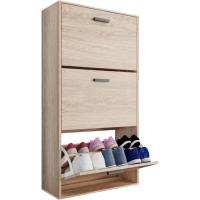Mueble zapatero de 12 pares - Estantería de gran capacidad para vestíbulo o pasillo - (ancho) 60 x (profundidad) 24 x (alto) 80 cm - Madera clara blanca - details 16