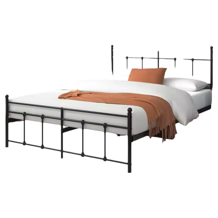 Cama de Metal con Almacenamiento Nicholas 135x190 cm Altura de 31cm con Estante de Almacenamiento Bajo la Cama Marco de Plataforma con Cabecero y Piecero Negro - 1