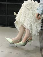 Zapatos de tacón alto plateados puntiagudos para mujer stiletto back zapatos individuales vacíos nuevos con falda bolsa cabeza sandalias zapatos de mujer - details 42