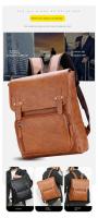 Mochila de Viaje de Ocio para Hombres Resistente al Desgaste, Patrón de Splice, Forro de Dacron, Exterior de Cuero - details 4