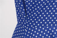 Vestido midi de línea A informal y elegante con cuello y manga corta para fiesta de lunares de verano para mujer - details 36
