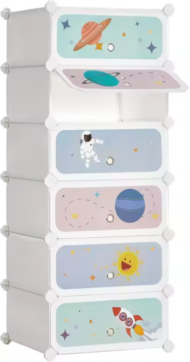 SONGMICS Estantería Modular Infantil de 12 Cubos, Zapatero para niños, Estantería de plástico, Armario Modular con Puertas, para Ropa, Zapatos, Juguetes, 31 x 81 x 106 cm, Rosa Jalea LPC907R01 - 1