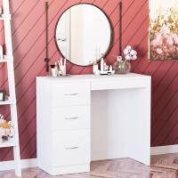 Descuento Riano - tocador para Maquillaje de 3 cajones, para mobiliario de Dormitorio, Blanco - details 0