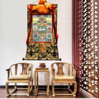 Tangka, el dios de la riqueza con cinco apellidos, pinturas colgantes pintadas a mano de Xizang, artículos tibetanos, interior de gran tamaño, 120 cm - details 3