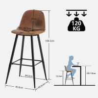 Taburete de Bar Industrial Vintage Altura de 72,5cm, Diseño de Resalto y Reposapiés, Tapizado de Gamuza, Marrón - details 2