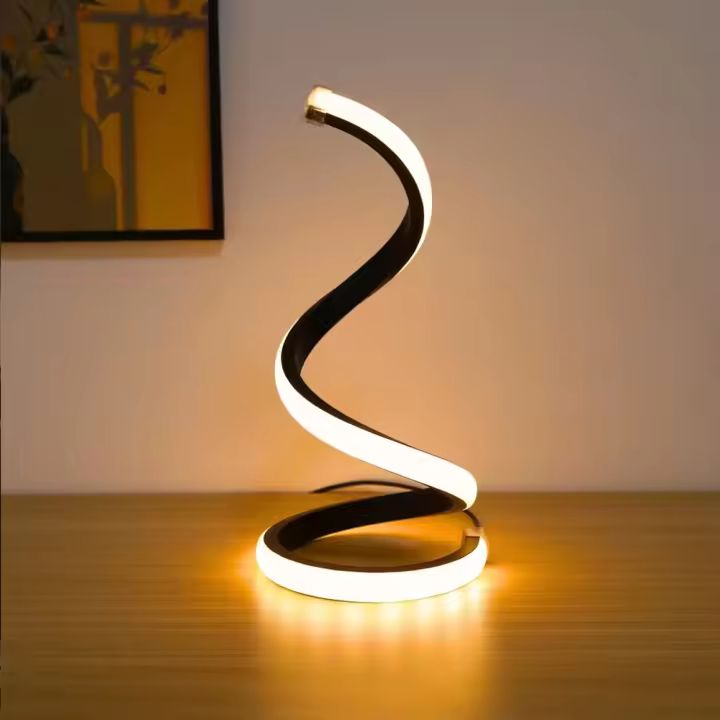 Lámpara LED de escritorio en espiral minimalista moderna, lámpara de escritorio controlada por cable, luz ambiental Led de tres colores para Bar, cafeterías, decoración de dormitorio y habitación - 1