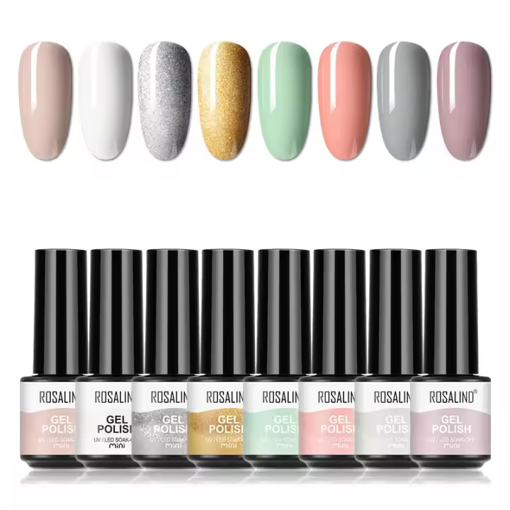 Rosalind-Juego de esmaltes de uñas, 6/8/10 piezas, colores clásicos, serie blinging mixta, Color marrón, necesita barniz mate Base superior - 1