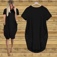Vestidos casuales sueltos con cuello redondo y manga corta para mujer de talla grande - details 7