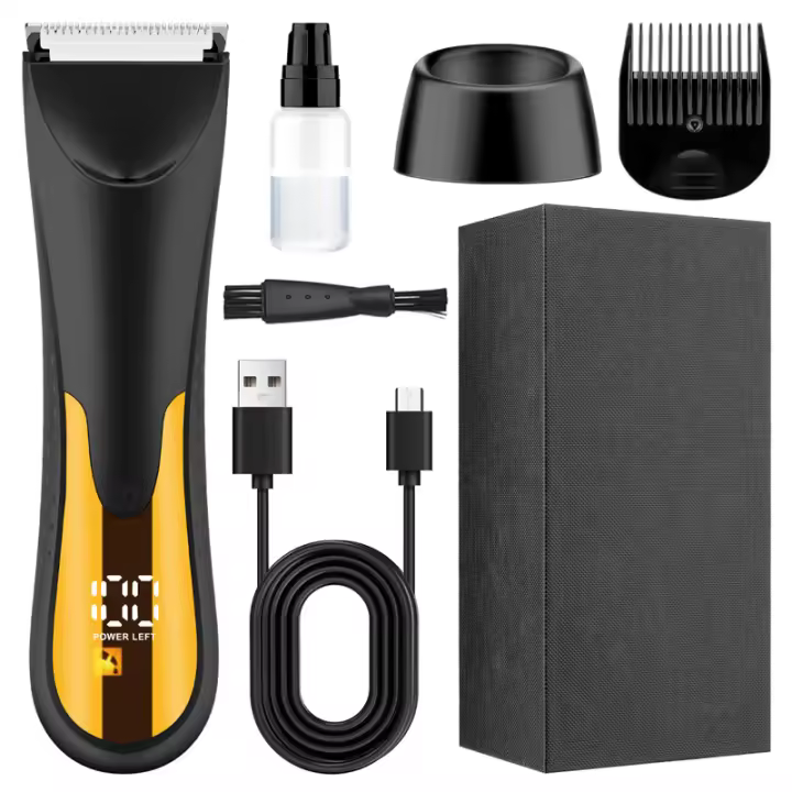 Recortador de pelo de ingle - Recortador eléctrico Manscape para hombres, recortador de bolas impermeable para el cuidado del púbico/cuerpo/ingle con cuchilla de cerámica, luz LED, base de carga - 1
