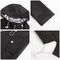 Camiseta impermeable con capucha a rayas de manga larga para mujer, longitud media - details 11
