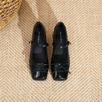 Zapatos individuales de tacón grueso cosidos con lazo de nuevo estilo, zapatos de mujer de tacón medio. - details 28