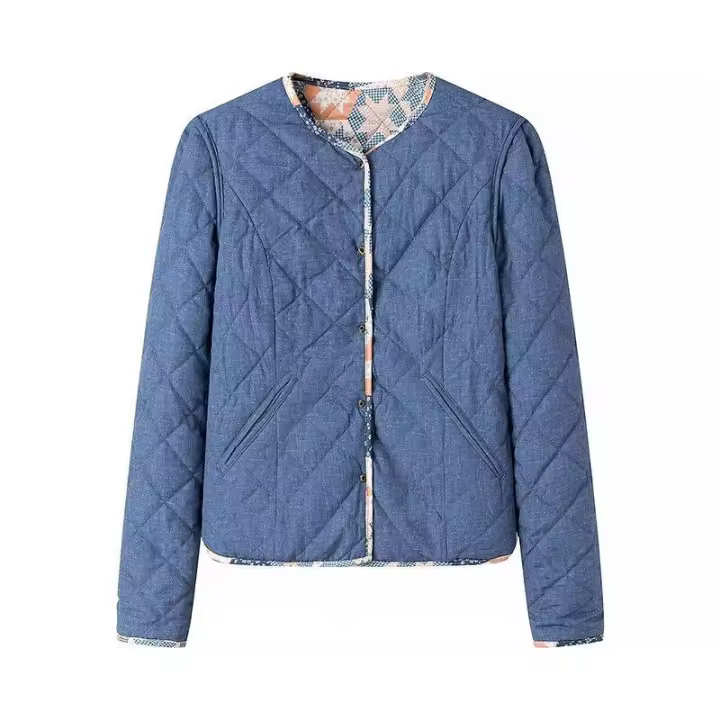 BUNO-2025 otoño nueva ropa de mujer estilo europeo y americano chaqueta de algodón estampada de doble cara simple y versátil a la moda. - 1