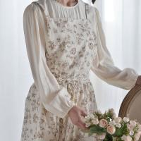 Delantal de cocina de algodón a la moda, delantal de trabajo doméstico con estampado Floral elegante, delantal de limpieza de estilo francés impermeable para cocina - details 14