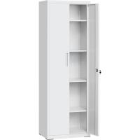 Armario de Garaje de 5 Estantes con 2 Puertas, Armario de Oficina, 40 x 80 x 180 cm, 1 Cerradura, Estantes Ajustables, Gabinete de Metal, Gris Mate OMC015G01 - details 25