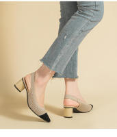 Sandalias de cuña transpirables de punto elegantes para mujer - details 1