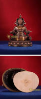 Artesanía nepalí, mesa tibetana de Buda púrpura para el hogar, Dios amarillo de la riqueza, adorno de cobre rojo, 10cm - details 6