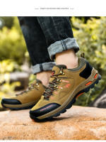 Zapatos de senderismo para hombre, botas de montaña al aire libre, zapatillas de suela gruesa, zapatos de Trekking con cordones a la moda - details 9