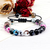 8mm hombres mujeres ágatas de fuego cuentas de ónix pulsera brazaletes curación Piedra Natural Chakra oración encanto Buda joyería ajustable regalos - details 7
