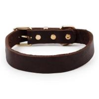 marrón cuero genuino estilo clásico Collar de perro resistente ustable para razas pequeñas, medianas y grandes - details 3