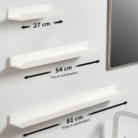 Estante de pared flotante sin taladros para baño, ducha, sala de estar, dormitorio, organizador, 27x8,5 cm - details 2