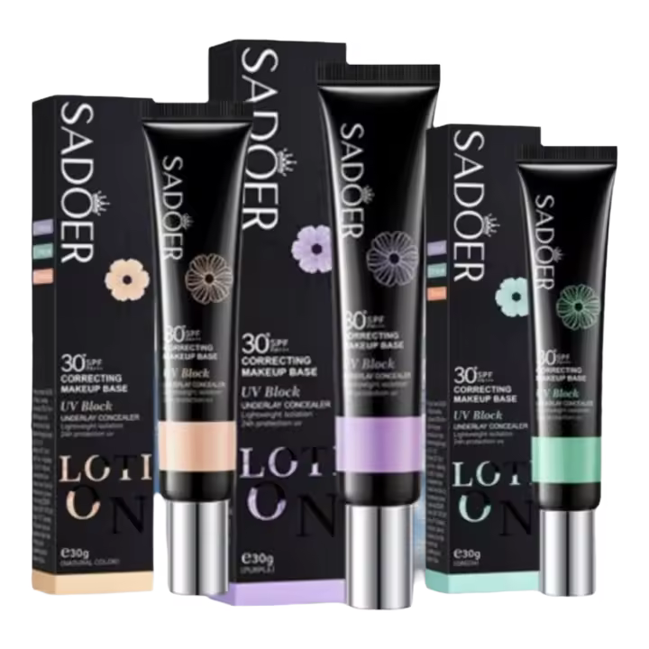 SADOER 1/2/3 Uds 30g crema aislante de protección solar corrector facial Primer SPF30 + Anti UV protección solar refrescante no graso - 1