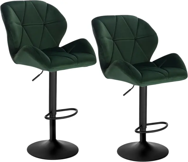 Sillas de Bar Taburete Regulables en Altura Design de Resalto con Cojín de Terciopelo - 1