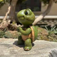Estatua de tortuga con forma de corazón, estatuilla de tortuga en miniatura resistente a la intemperie de resina, exquisito adorno de tortuga para jardín, exhibición de pasillo interior - details 6