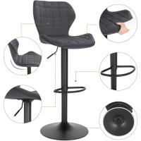 Silla de Comedor Giratoria de 360° Alto de Terciopelo con Resalto y Reposapiés Ajustable en Altura 60-82 cm Negro BH324sz-1 - details 21