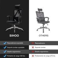 Silla de escritorio para computadora con reposacabezas ajustable y soporte lumbar, respaldo alto, silla ejecutiva giratoria para oficina en casa (azul claro) - details 13